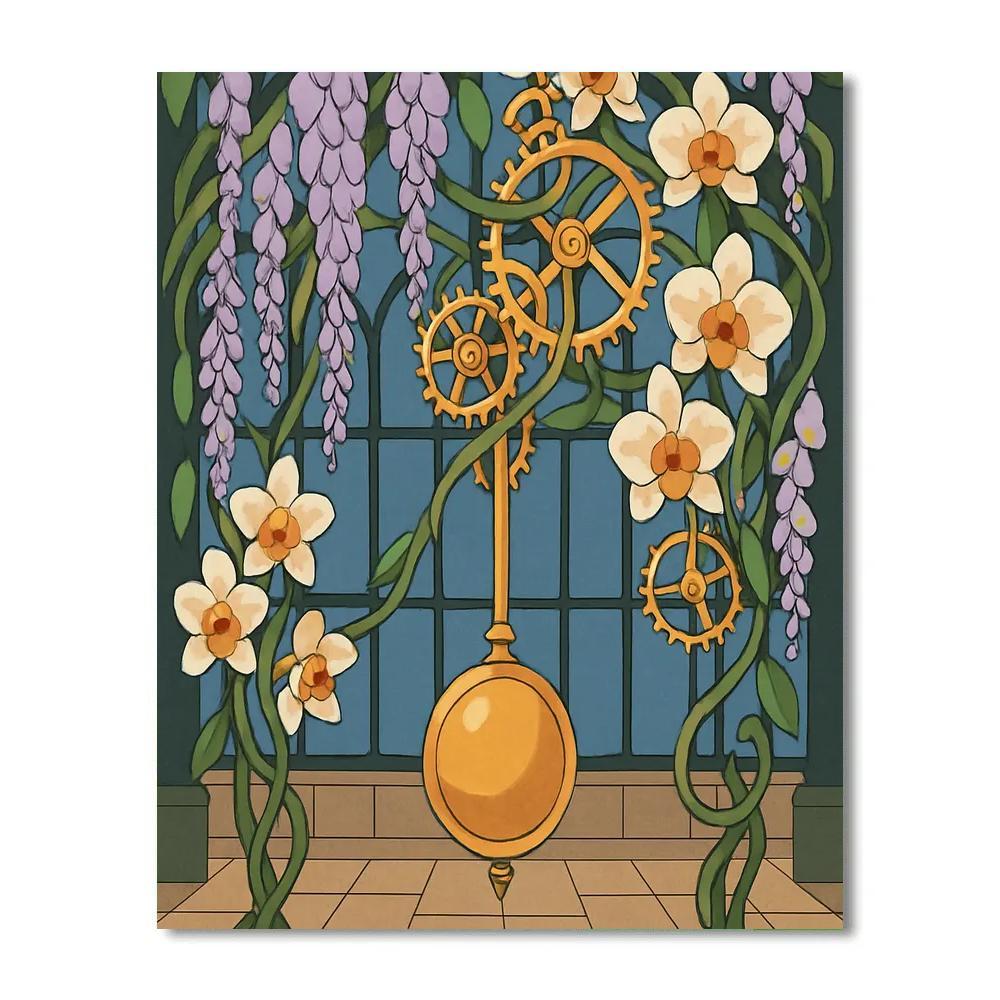 Clockwork Conservatory With Floral Vines Numbered painting kits