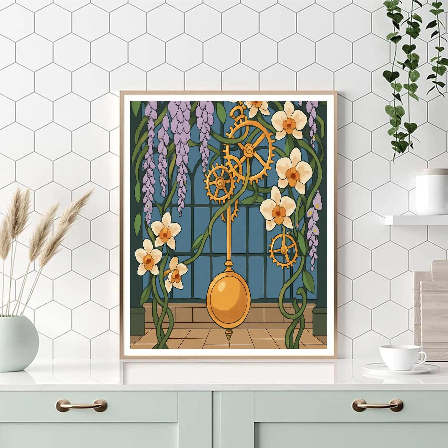 Clockwork Conservatory With Floral Vines Numbered painting kits