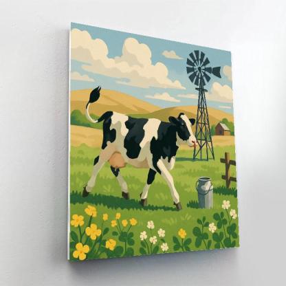 Windmill Shadow Cow Pasture DIY paint by numbers