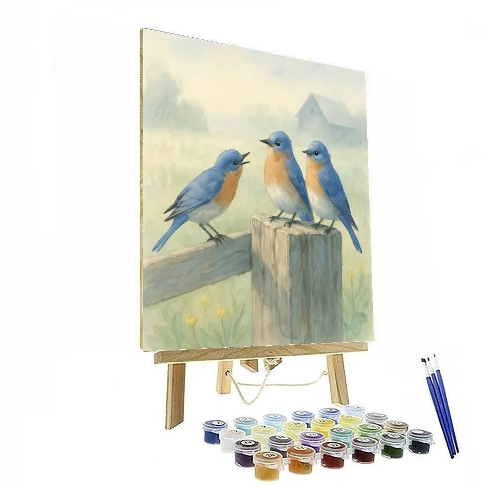 Early Spring Gatepost Bluebirds Paint by numbers kits