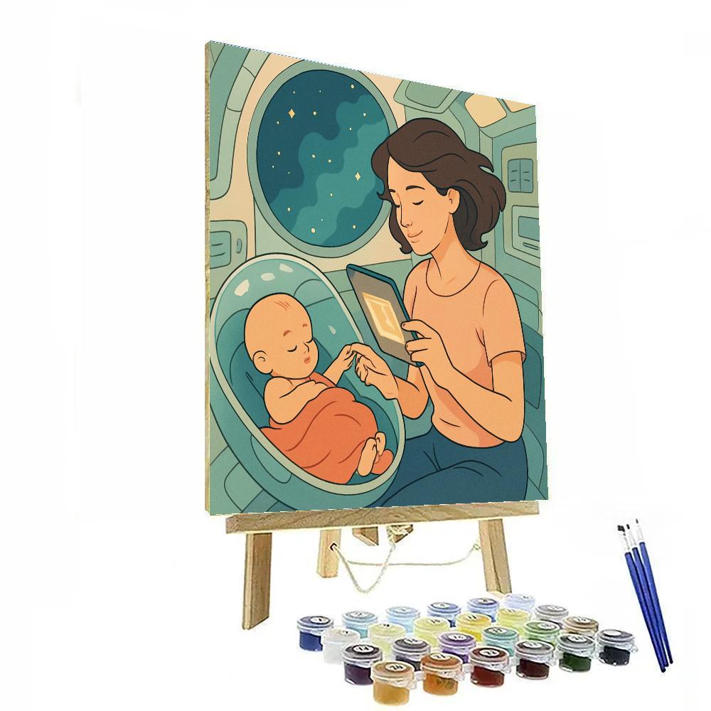 Orbiting Cradle Story With Mother Painting by numbers kit