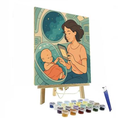 Orbiting Cradle Story With Mother Painting by numbers kit