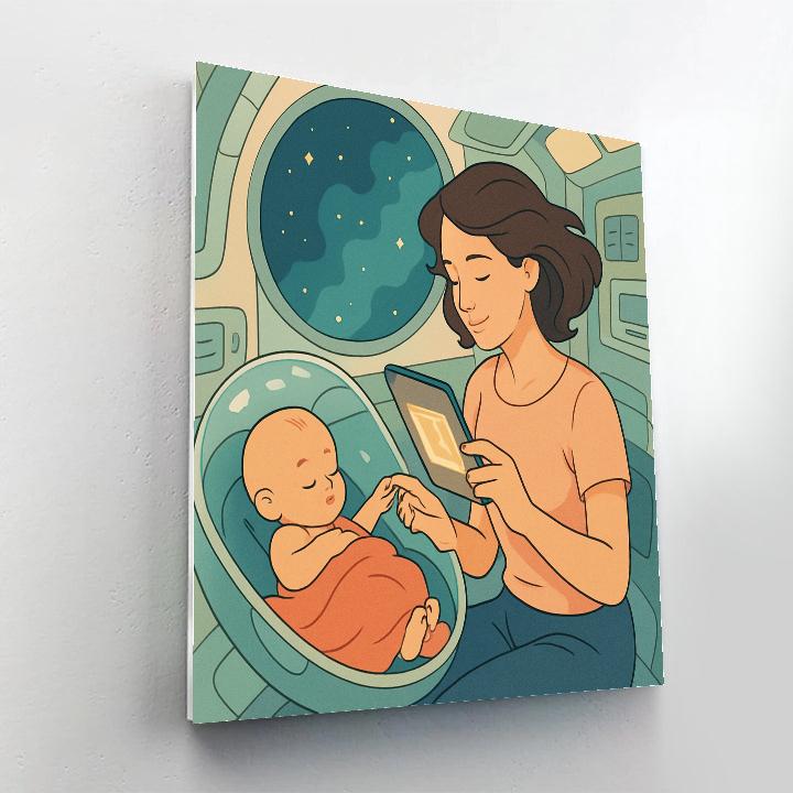 Orbiting Cradle Story With Mother Painting by numbers kit
