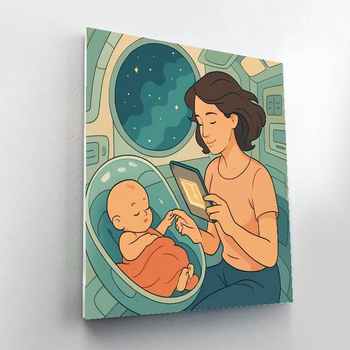 Orbiting Cradle Story With Mother Painting by numbers kit