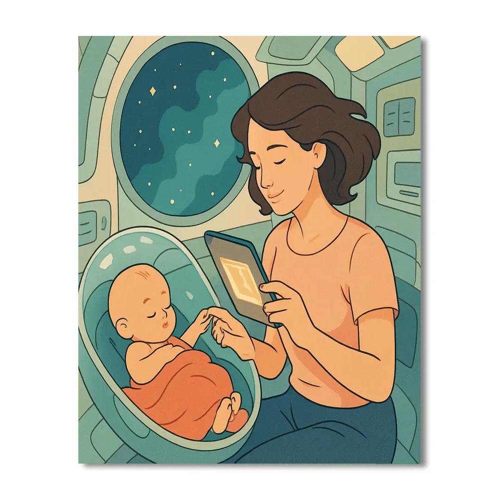 Orbiting Cradle Story With Mother Painting by numbers kit