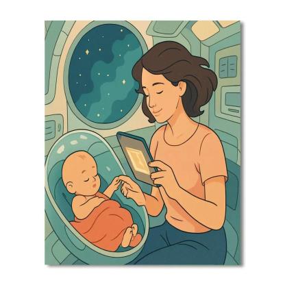 Orbiting Cradle Story With Mother Painting by numbers kit