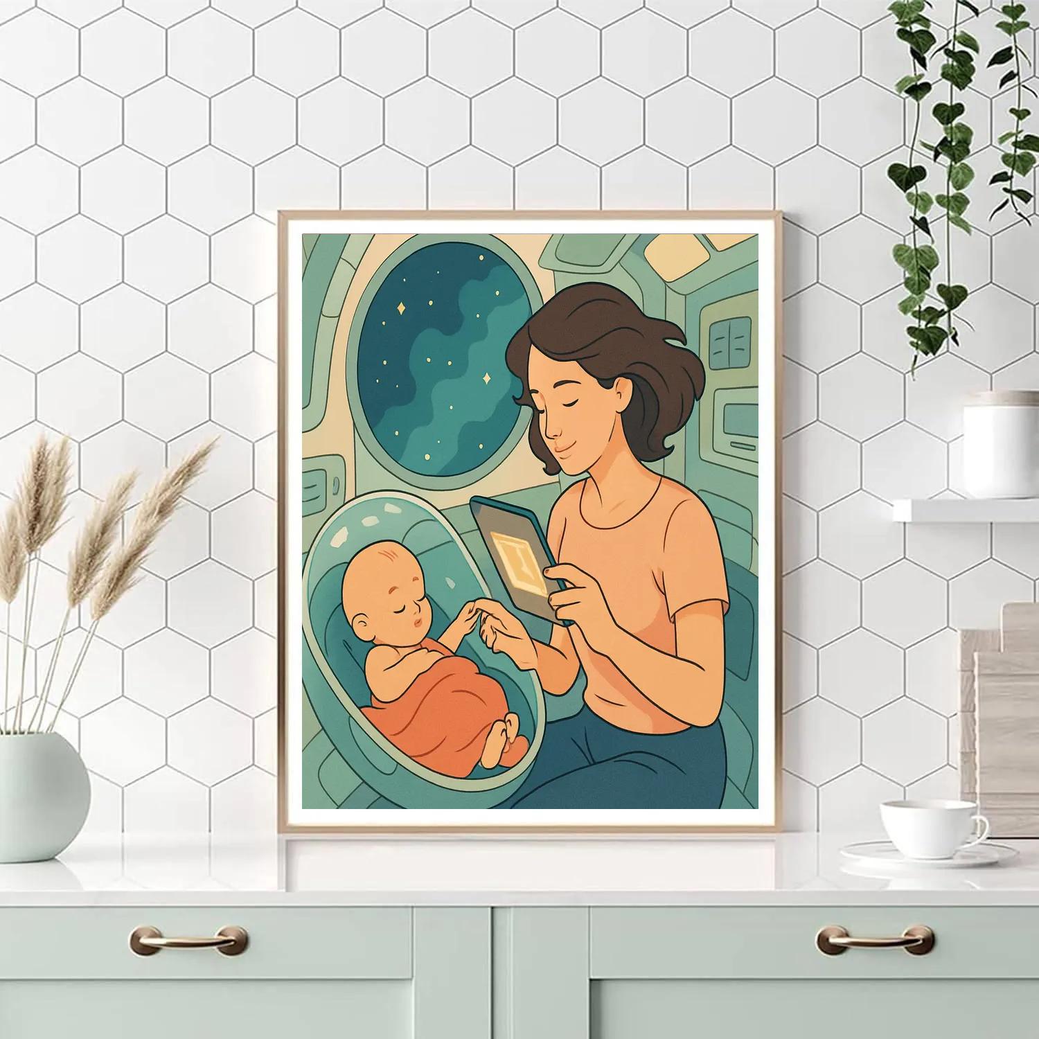 Orbiting Cradle Story With Mother Painting by numbers kit