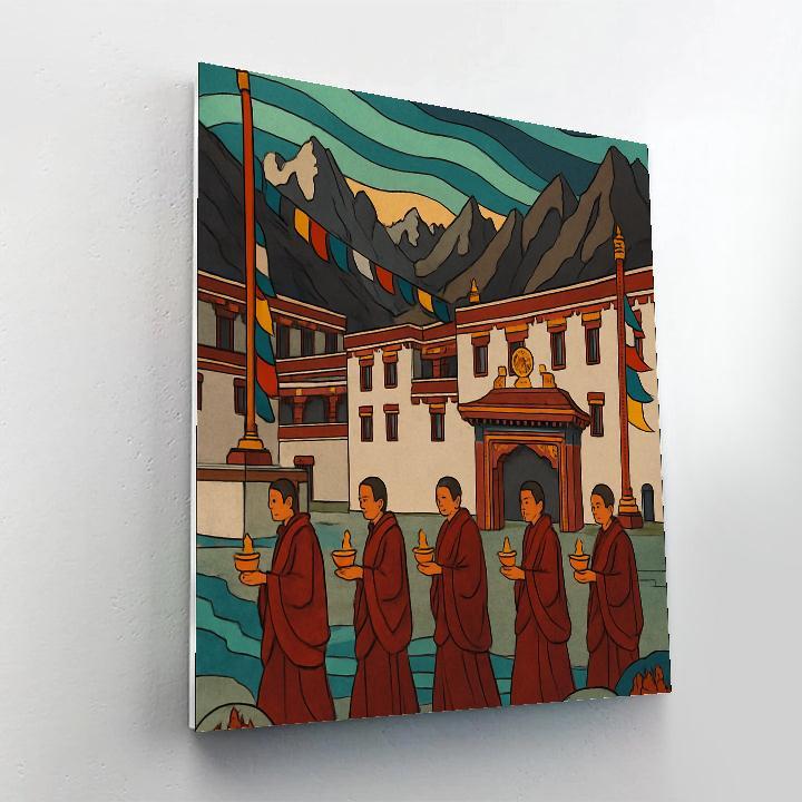 India Aurora Over Hemis Monastery Procession paint by numbers