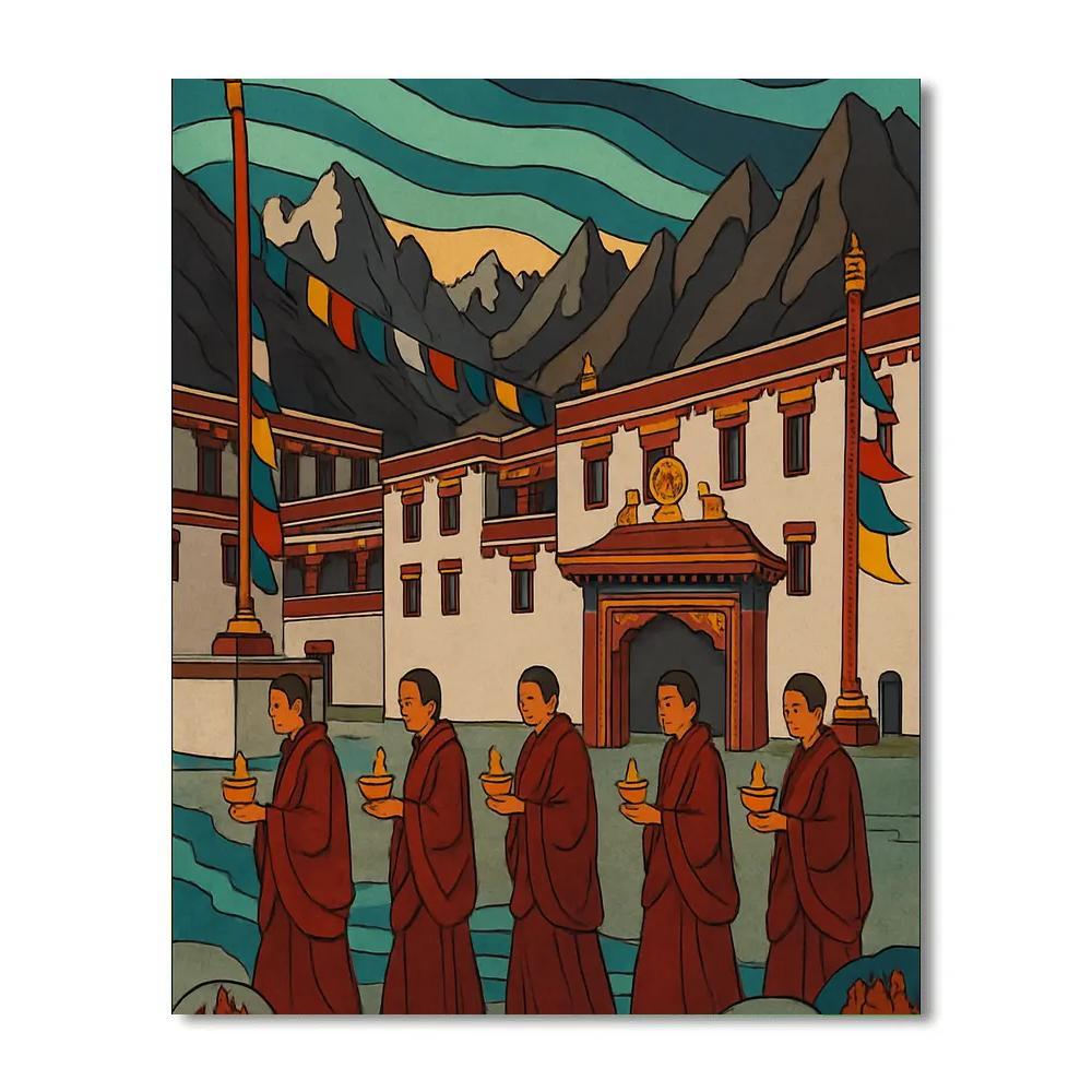 India Aurora Over Hemis Monastery Procession paint by numbers