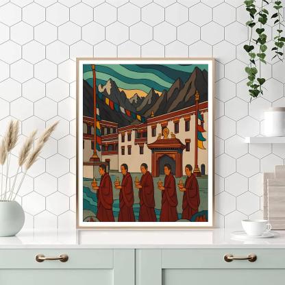 India Aurora Over Hemis Monastery Procession paint by numbers