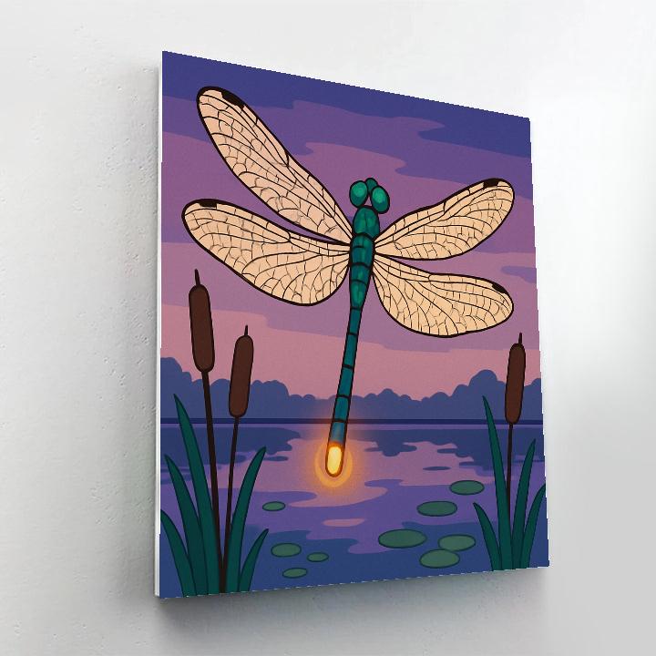 Marsh Lantern Dragonfly Number painting