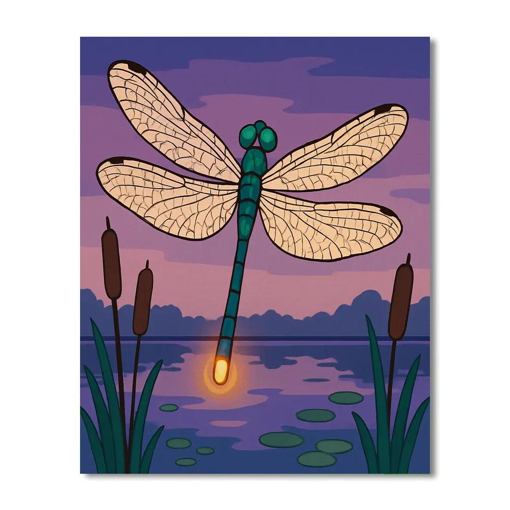Marsh Lantern Dragonfly Number painting