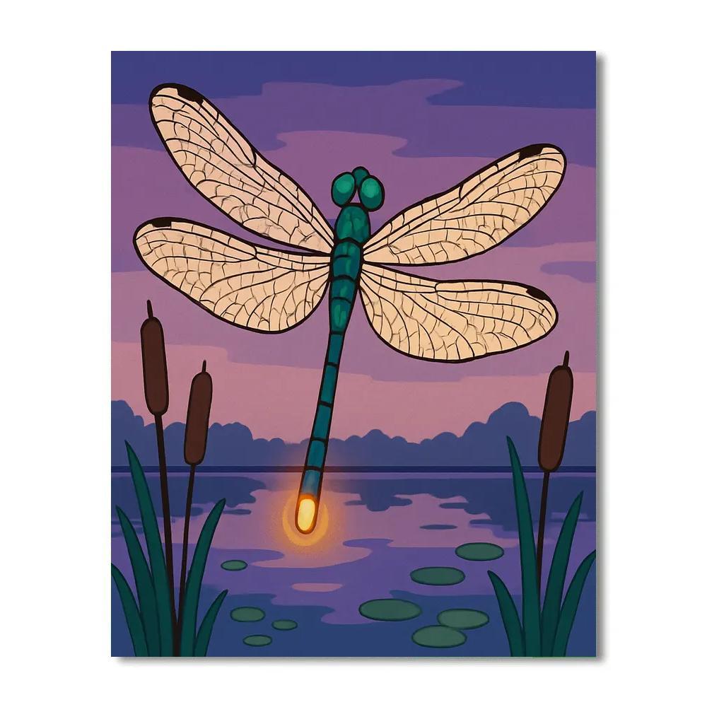 Marsh Lantern Dragonfly Number painting
