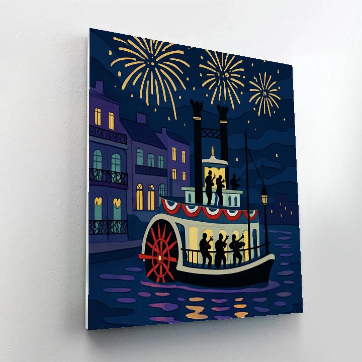 Jazz River Parade At New Orleans Of USA paint by number