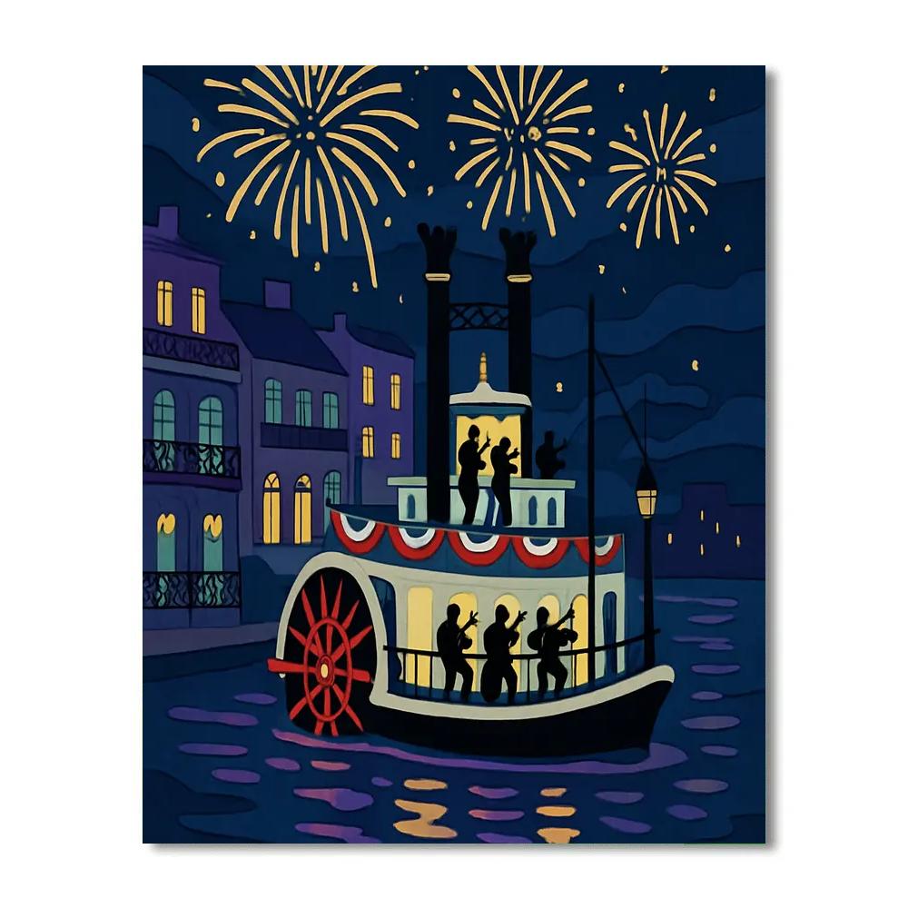 Jazz River Parade At New Orleans Of USA paint by number