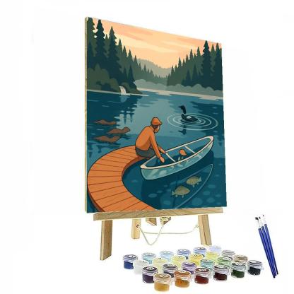 Crescent Dock Over Lake Painting by numbers kit