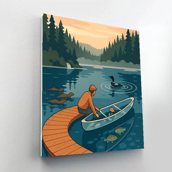 Crescent Dock Over Lake Painting by numbers kit