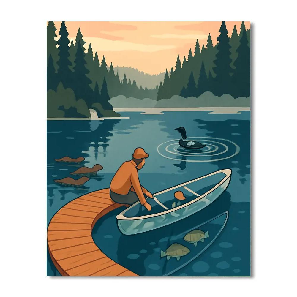 Crescent Dock Over Lake Painting by numbers kit