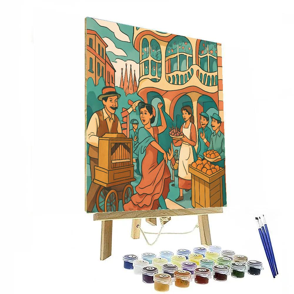 Gaudi Inspired Spain Street Organ Serenade Painting by numbers kit