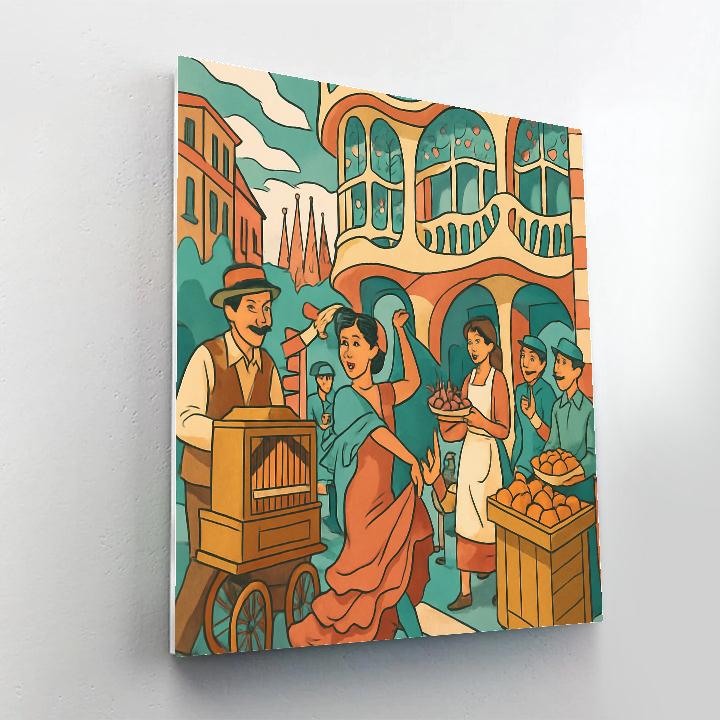 Gaudi Inspired Spain Street Organ Serenade Painting by numbers kit