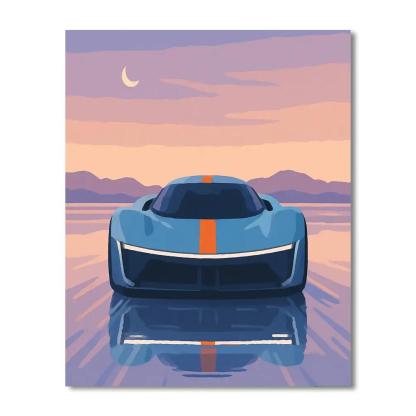 Sunset Salt Flat Run With Cars painting number kit
