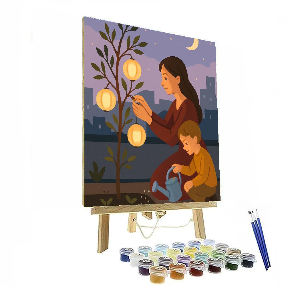 Mother-Rooted Lantern Garden Number painting
