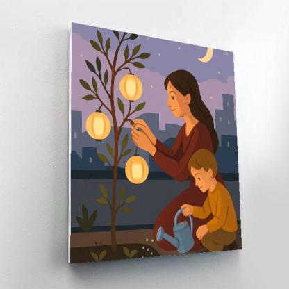 Mother-Rooted Lantern Garden Number painting