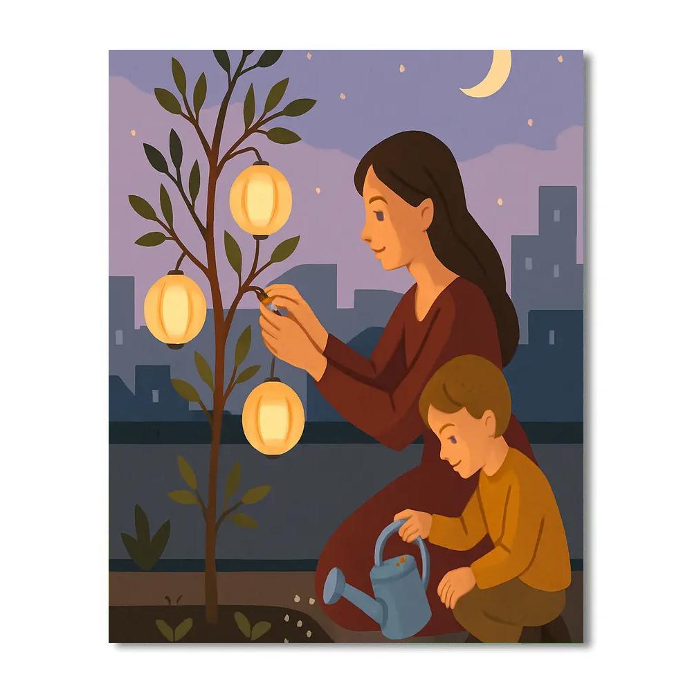 Mother-Rooted Lantern Garden Number painting