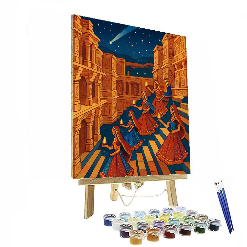 Stepwell Carnival In India Crafted Mosaic paint by color