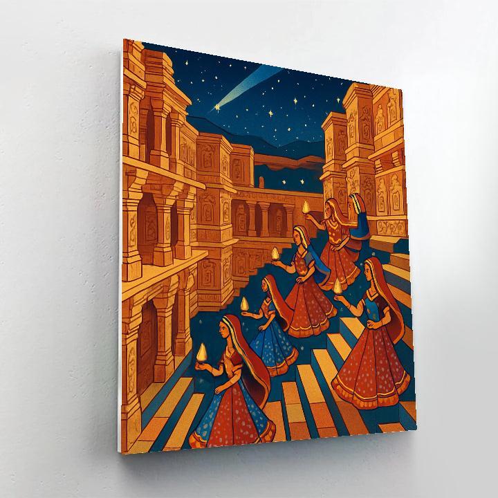 Stepwell Carnival In India Crafted Mosaic paint by color