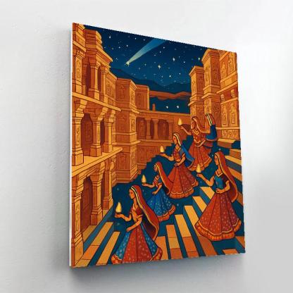 Stepwell Carnival In India Crafted Mosaic paint by color