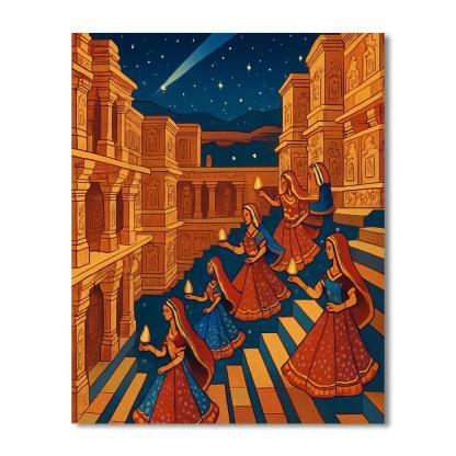 Stepwell Carnival In India Crafted Mosaic paint by color