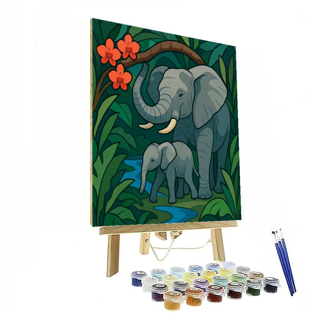 Rainforest Canopy With Elephant Bridge painting number kit