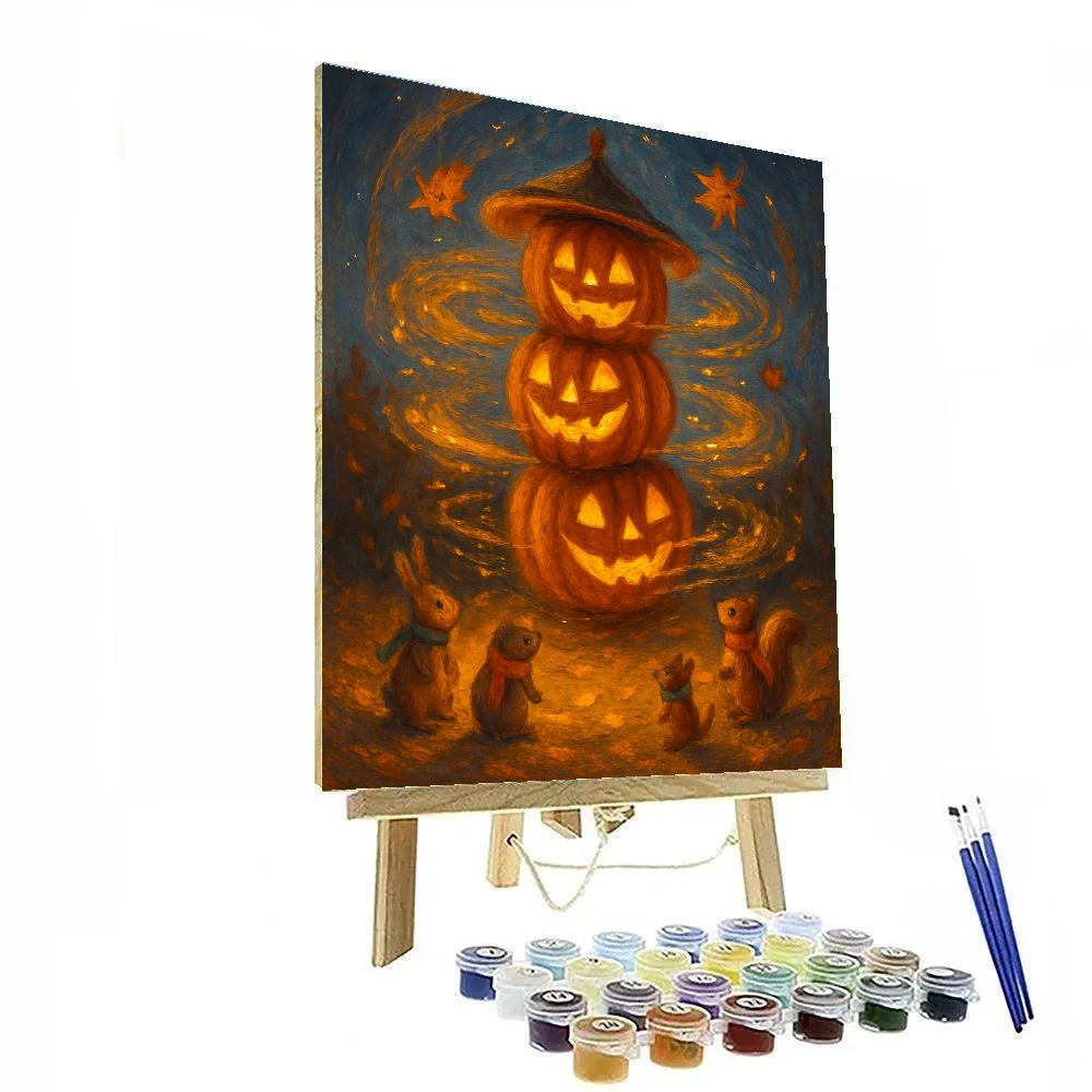 Stacked Jack O Lantern Carousel Of Sparkles paint by numbers