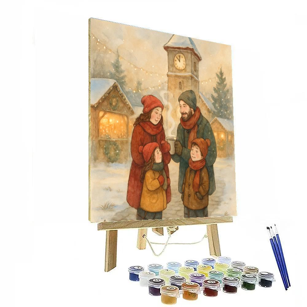 Cocoa Steam Under A Snowy Clocktower Number painting