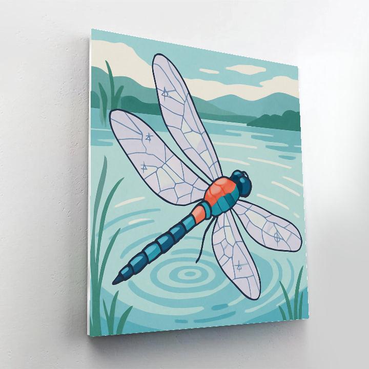 Wind Map With Dragonfly Skimmer painting number kit