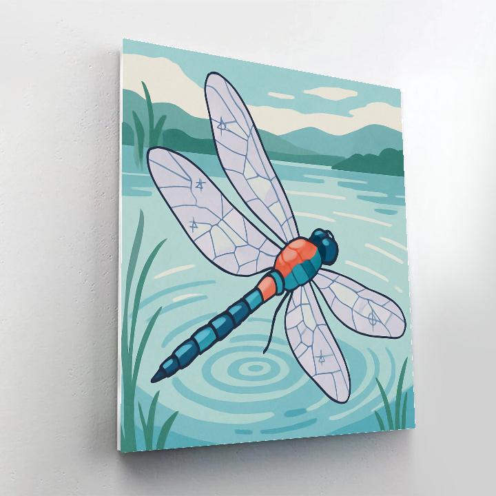 Wind Map With Dragonfly Skimmer painting number kit