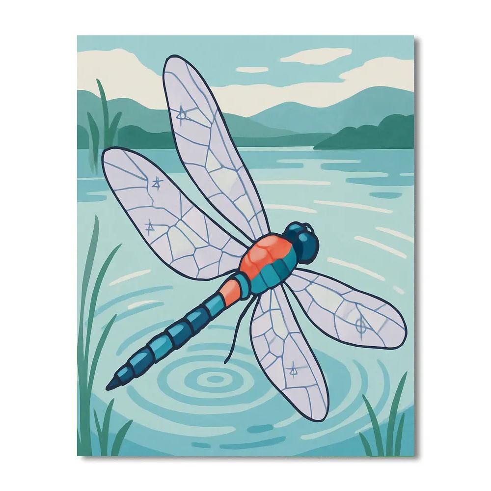 Wind Map With Dragonfly Skimmer painting number kit