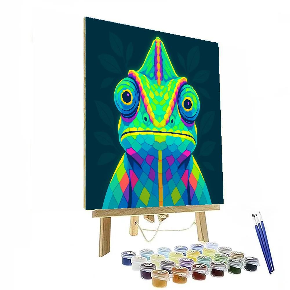 Neon Garden Chameleon paint by number