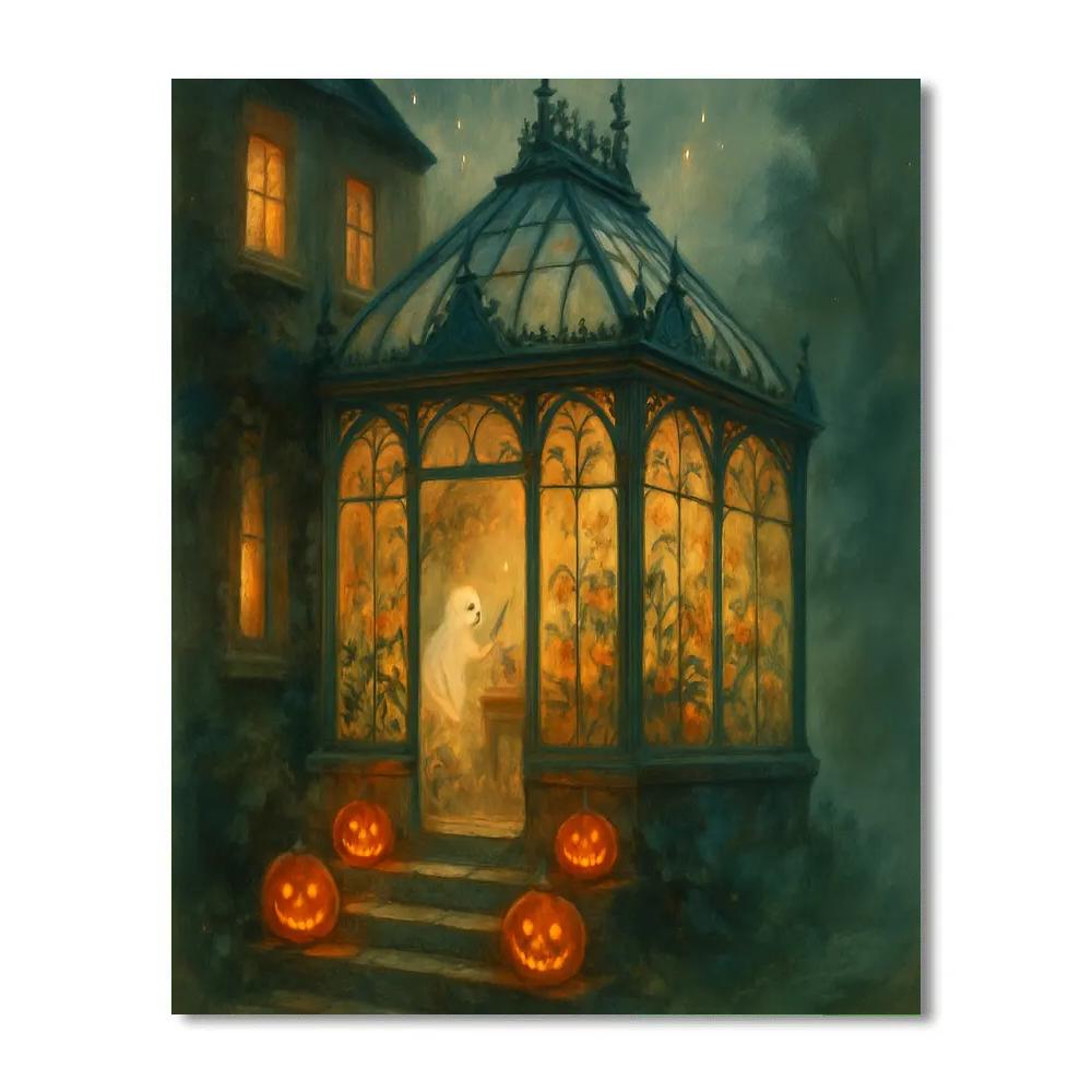 Cozy Haunted Conservatory With Singing Vines Numbered painting kits