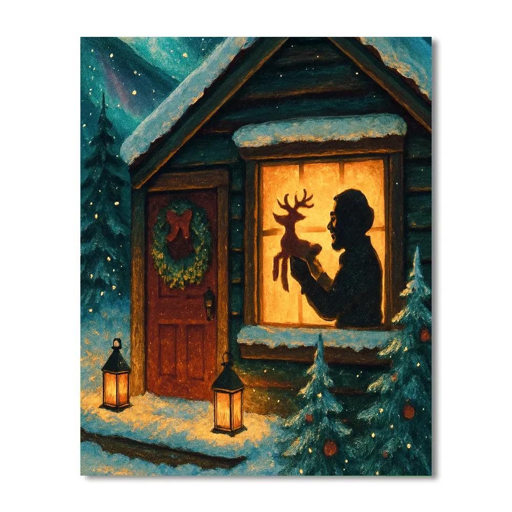 Aurora Above The Toymakers Cabin Number painting