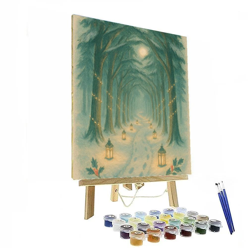 Pine Cathedral With Candlelit Path Paint by numbers art