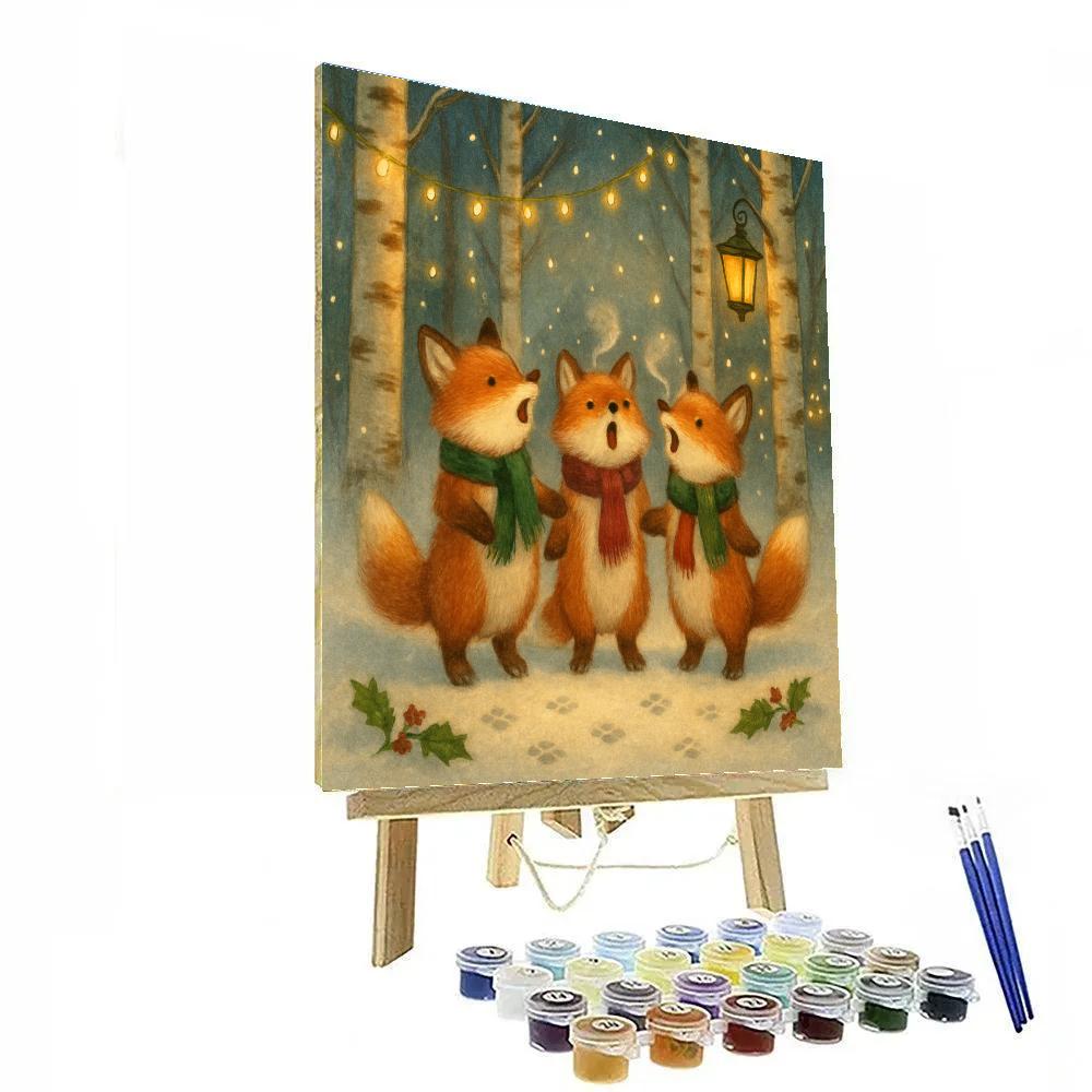 Caroling Foxes Under Birch Trees Paint by numbers kits