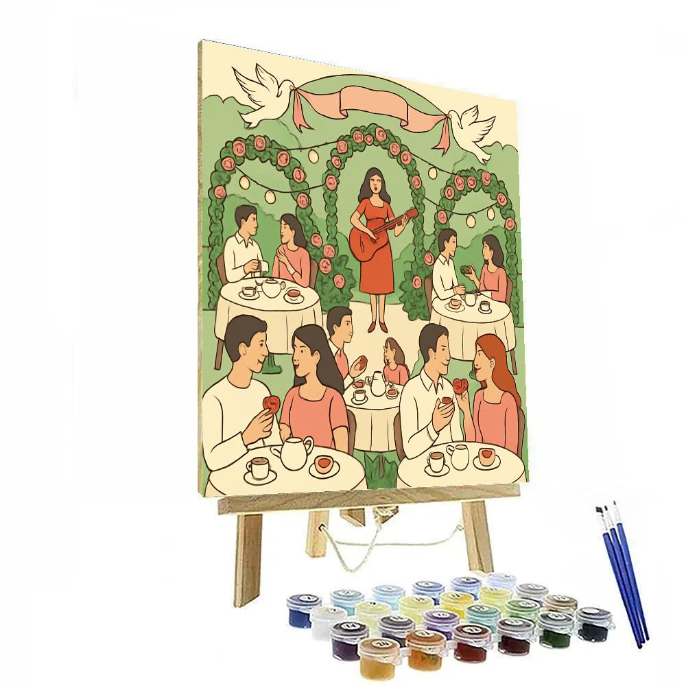 Garden Tea Serenade Valentines Day Gathering Number painting