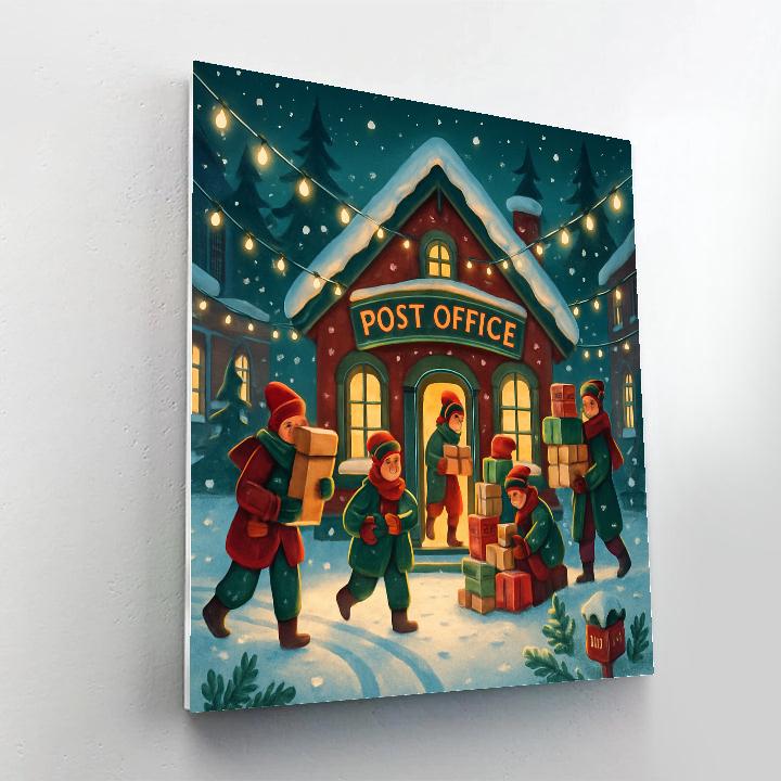 North Pole Post Office Winter Courtyard Painting by numbers kit