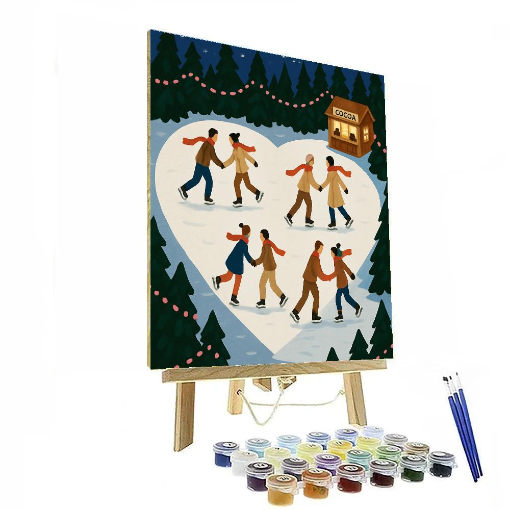 Moonlit Ice Lake Dance Valentines Day paint by color
