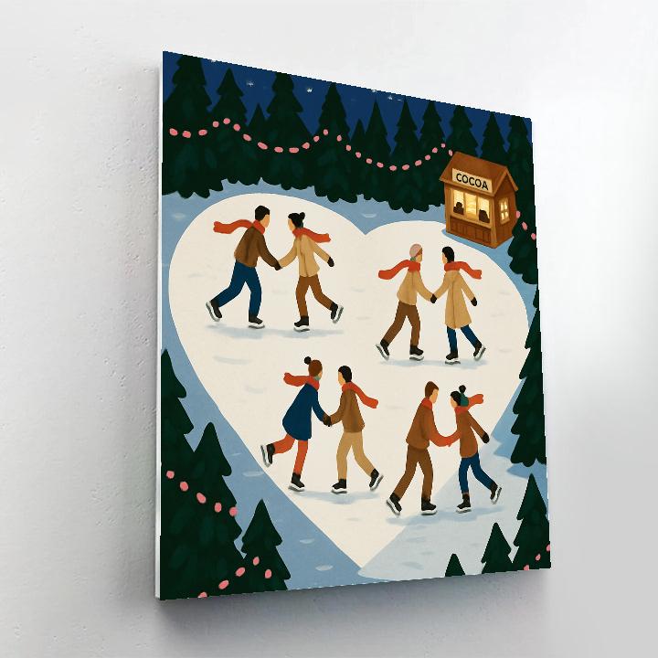 Moonlit Ice Lake Dance Valentines Day paint by color
