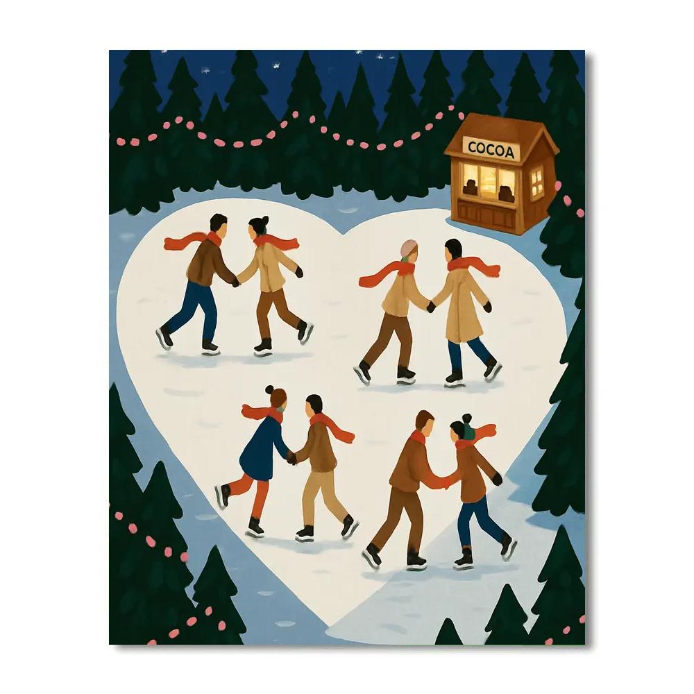 Moonlit Ice Lake Dance Valentines Day paint by color