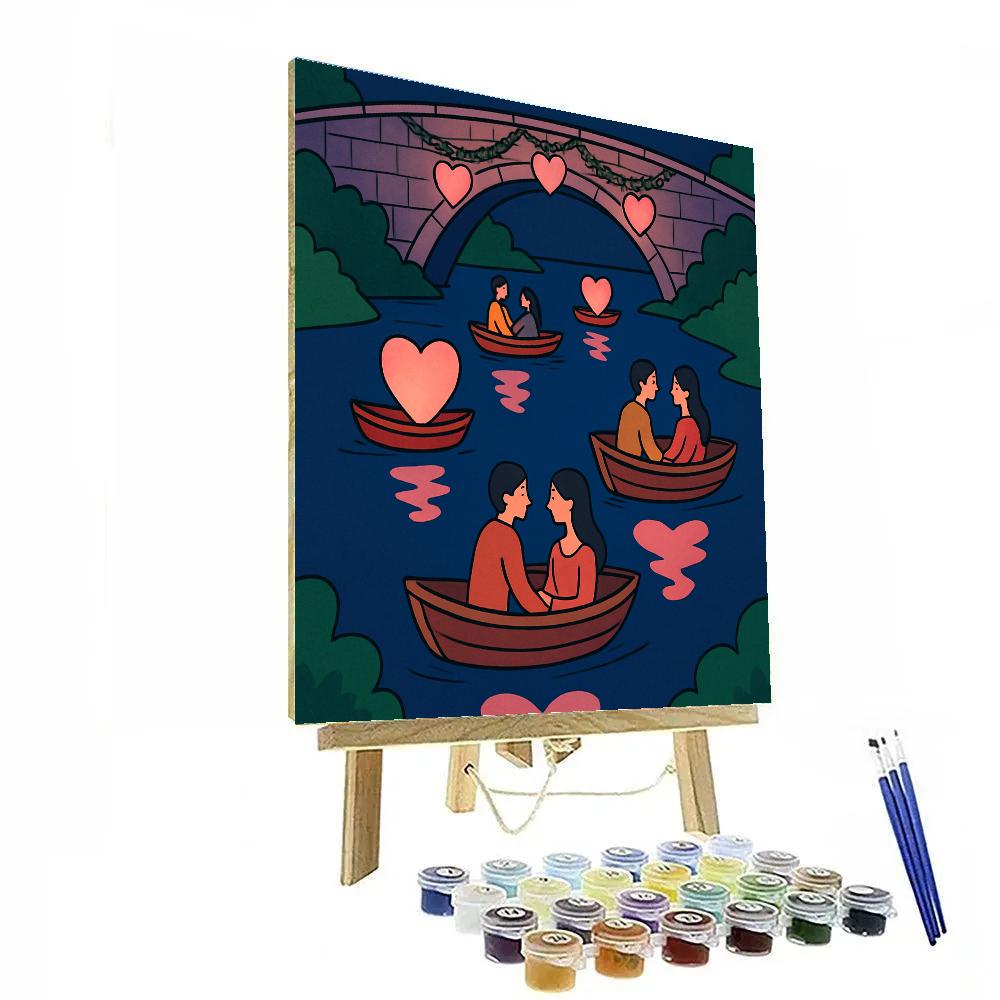 Lantern Boat Procession For Valentines Day Wishes paint by numbers