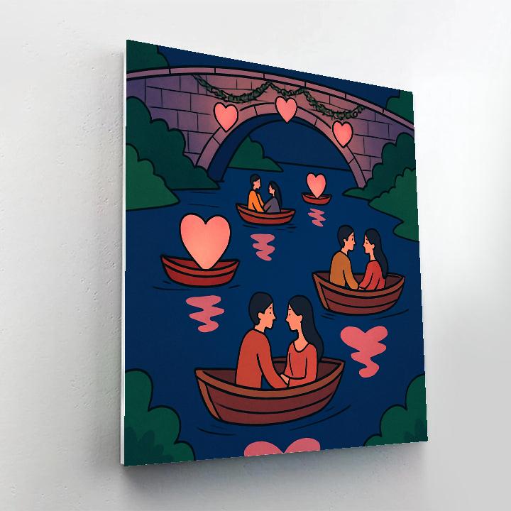 Lantern Boat Procession For Valentines Day Wishes paint by numbers
